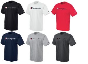 עולם המותגים בגדים CHAMPION Short Sleeve CLASSIC Script Logo Crew Neck Athletic T-Shirt Tee New! 