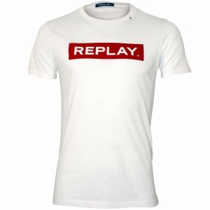 עולם המותגים בגדים Replay Signature Logo Crew-Neck Men&#039;s T-Shirt, White