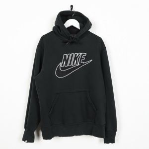 עולם המותגים בגדים Vintage NIKE Central Spell Out Logo Hoodie Sweatshirt Black | Large L