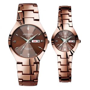 עולם המותגים שעונים Men Women Stainless Steel Strap Week Date Watch Sport Crystal Quartz Wrist Watch