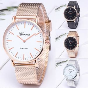 עולם המותגים שעונים Luxury New Geneva Women Watch Stainless Steel Band Quartz Analog Wrist Watches